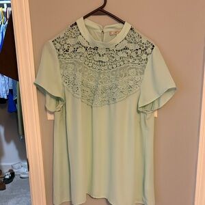 DownEast Light Green Lace Top